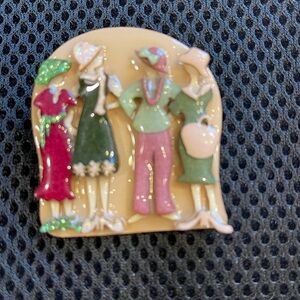 Vintage lucinda Brooch with Figures